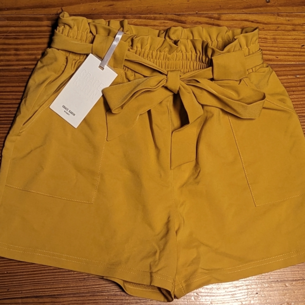 Grace Karin Mustard Yellow Shorts Size Small